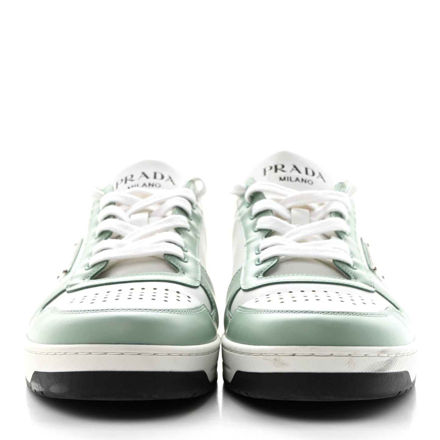 Vitello Sport Spazzolato Rois Metal Triangle Logo Mens Downtown Low Top Sneakers 8.5 White Green