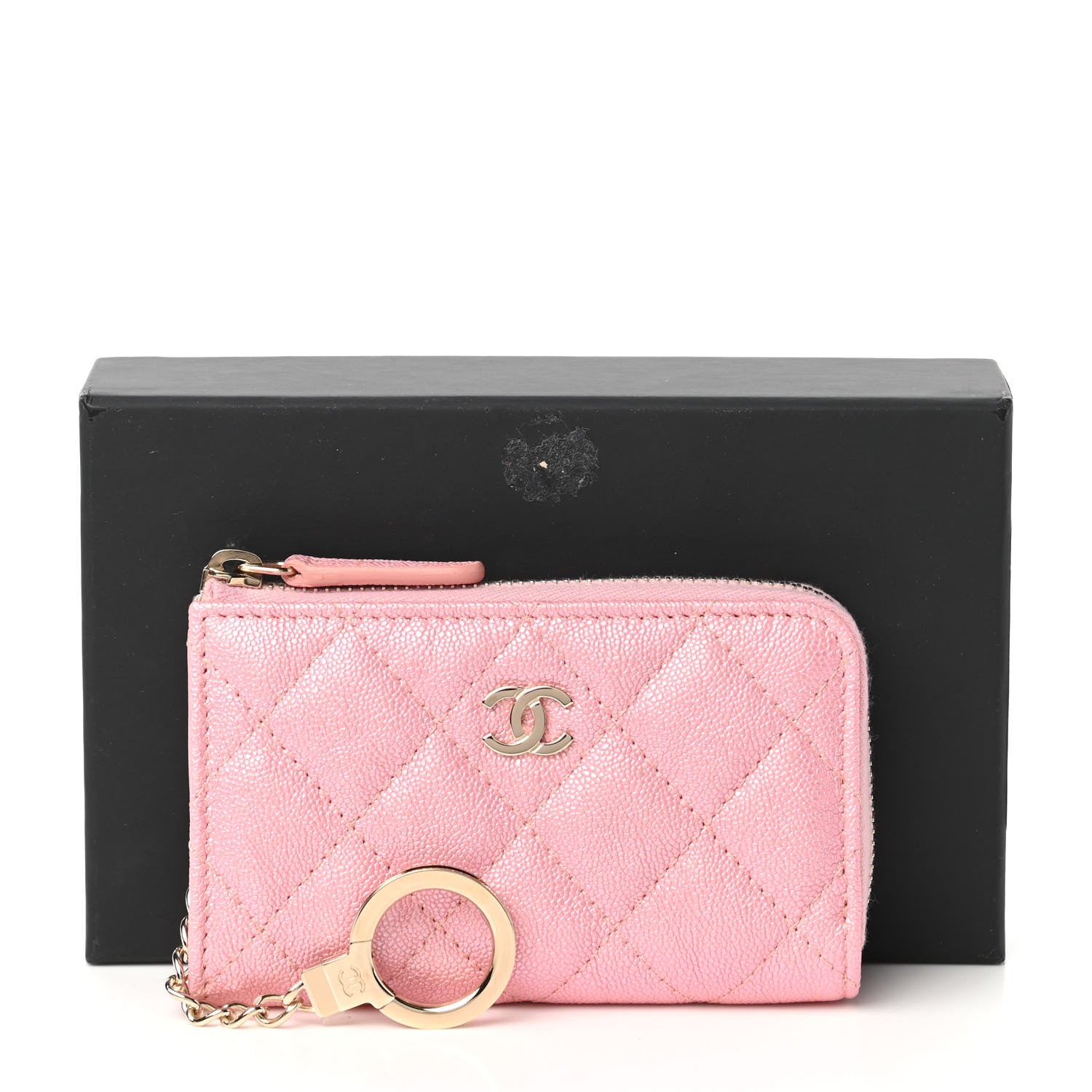 Chanel Iridescent Caviar Quilted Zipped Key Holder Case Rose Pink 11 of 11