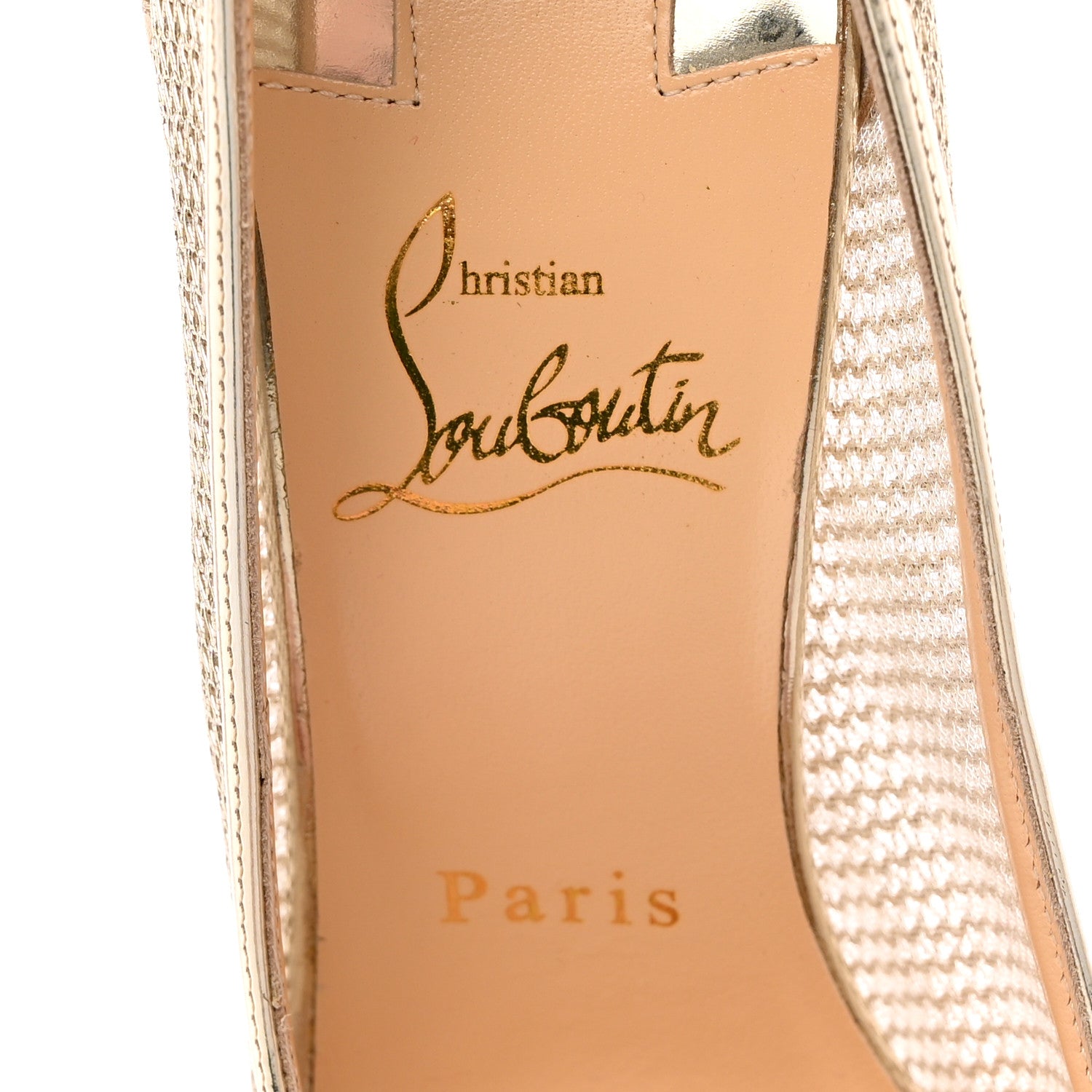 Christian Louboutin Mesh Neoalto 100 Pumps 37 Gold 8 of 13