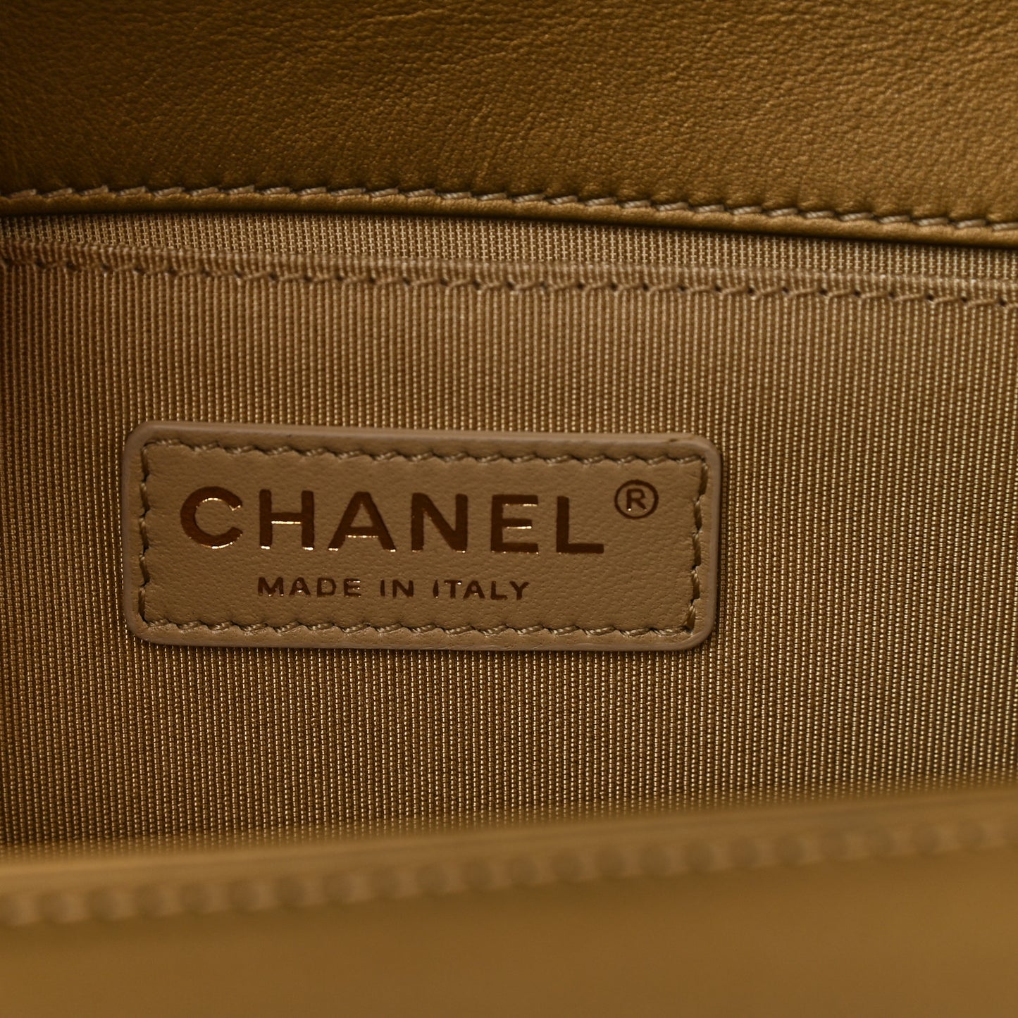 Metallic Patent Calfskin Quilted Medium Boy Flap Gold