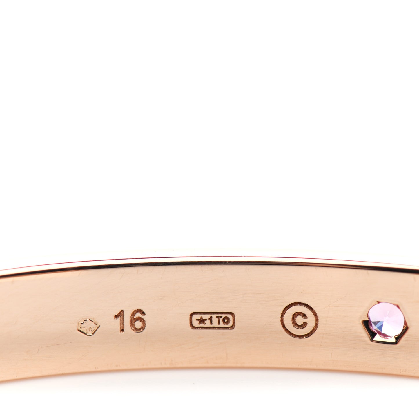 18K Pink Gold Pink Sapphire LOVE Cuff Bracelet 16
