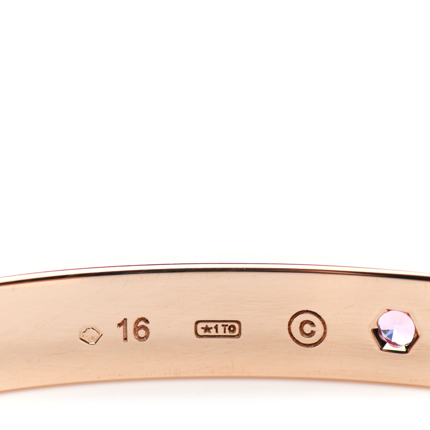 Cartier 18K Pink Gold Pink Sapphire LOVE Cuff Bracelet 16 5 of 5