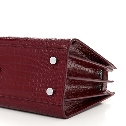 Saint Laurent Calfskin Crocodile Embossed Baby Sac De Jour Red 9 of 10
