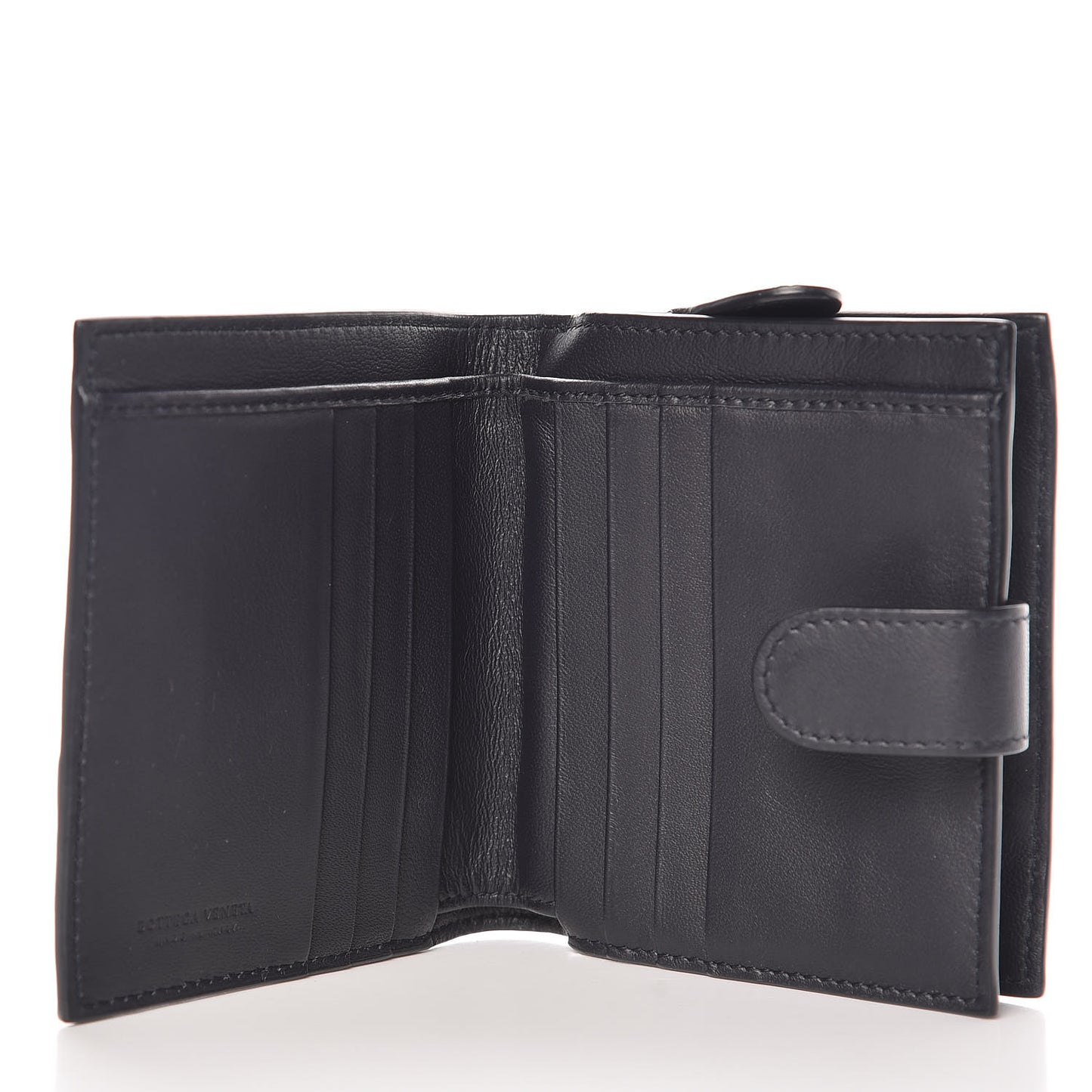 Nappa Intrecciato Stitched French Flap Wallet Tourmaline Denim Krim