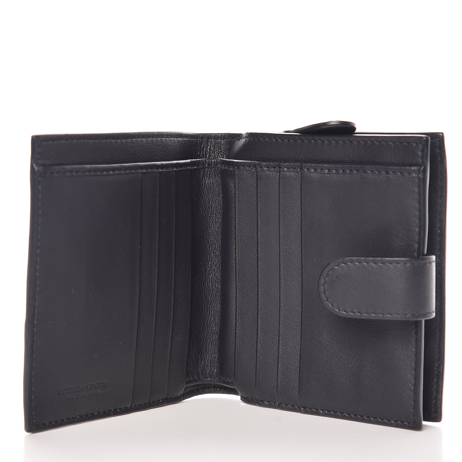 Bottega Veneta Nappa Intrecciato Stitched French Flap Wallet Tourmaline Denim Krim 5 of 7