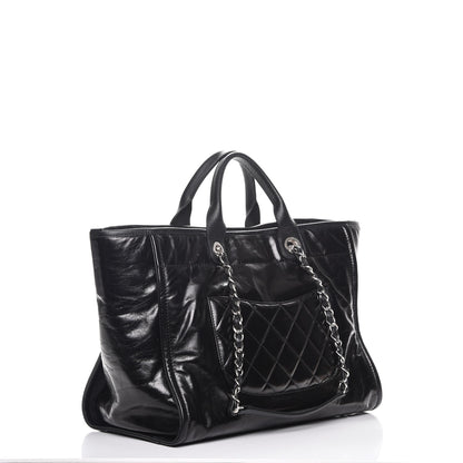 Chanel Glazed Calfskin Large Deauville Tote Black 4 of 8