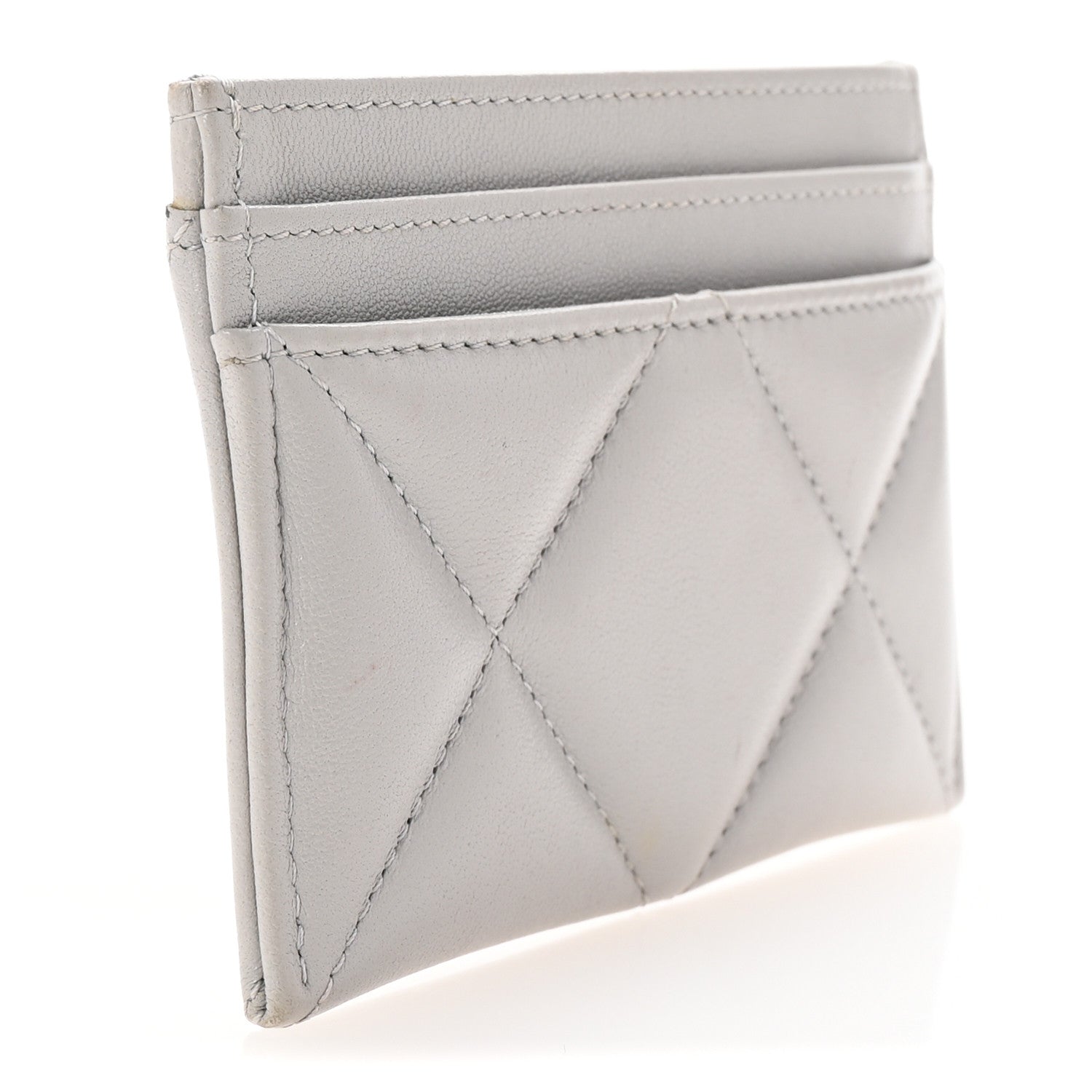 Chanel Lambskin Quilted Chanel 19 Card Holder Light Grey 3 of 8