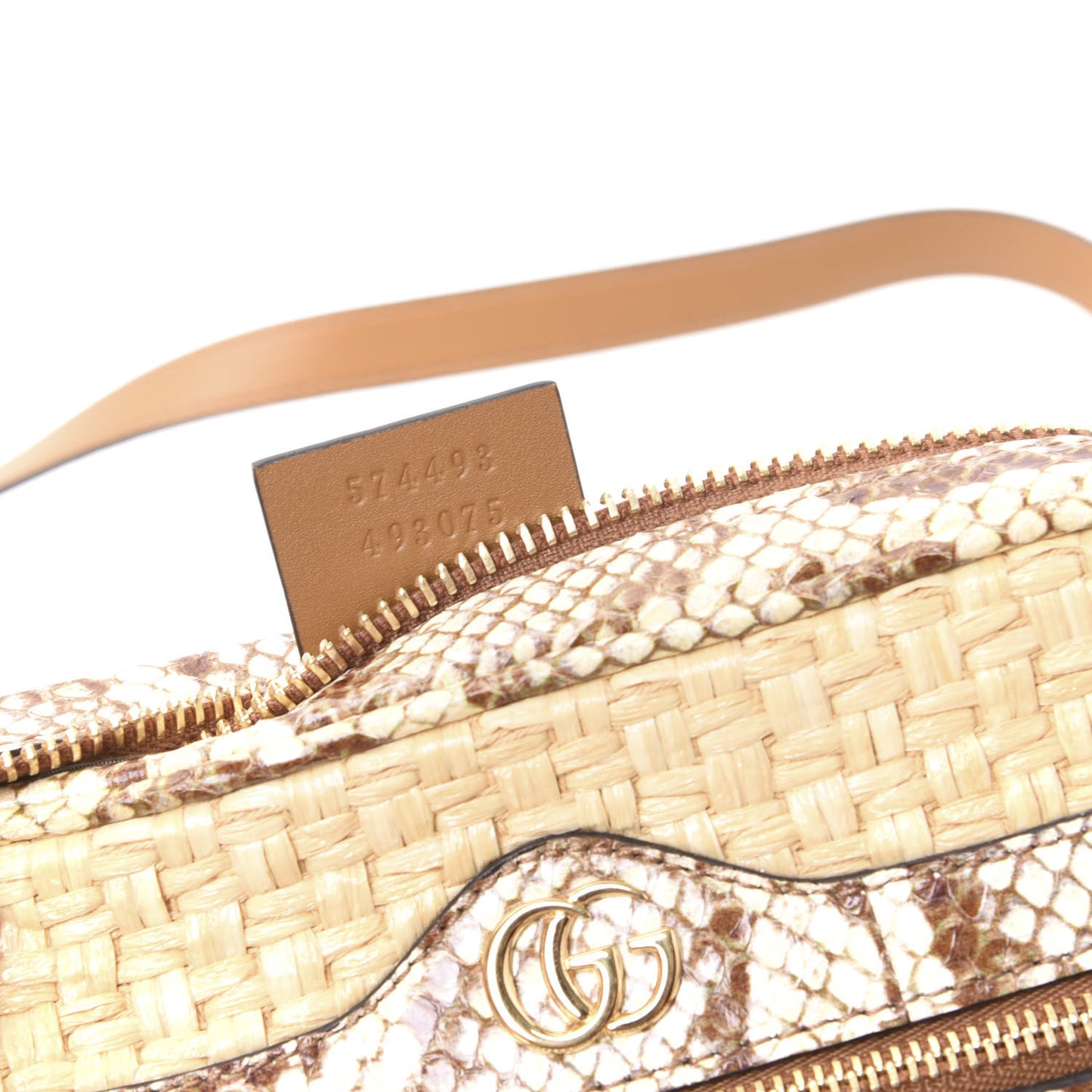 Raffia Elaphe Mini Ophidia Shoulder Bag Natural Cream Brown