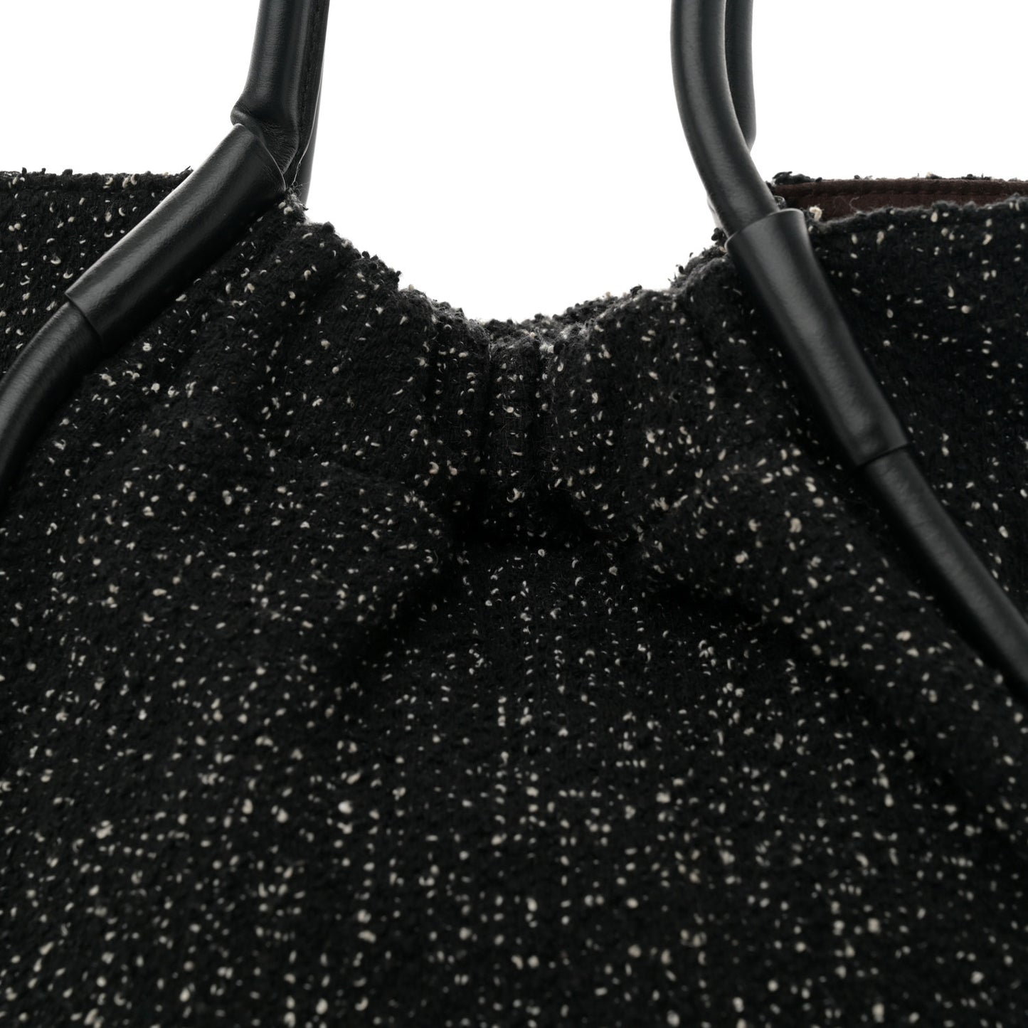 Tweed Large Ruched Tote Black