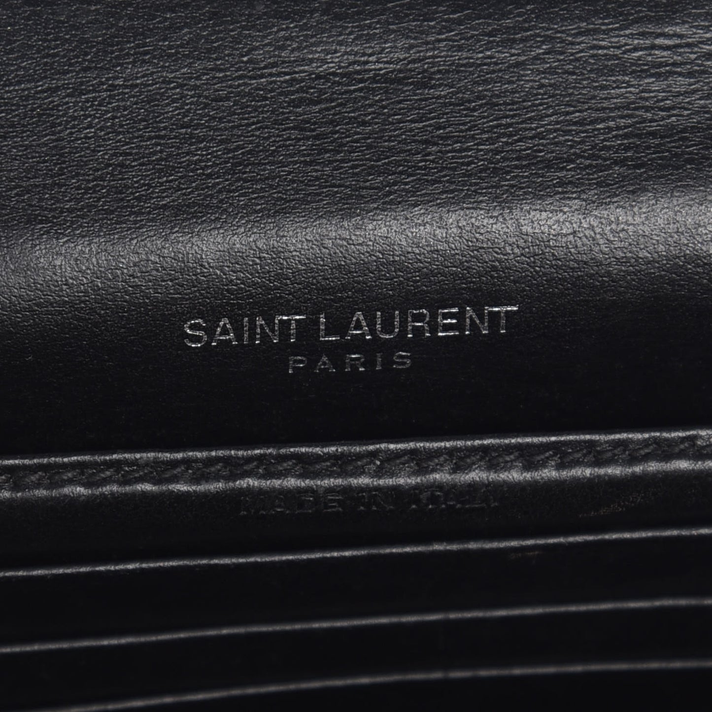 Calfskin Crocodile Embossed Monogram Sunset Chain Wallet Black