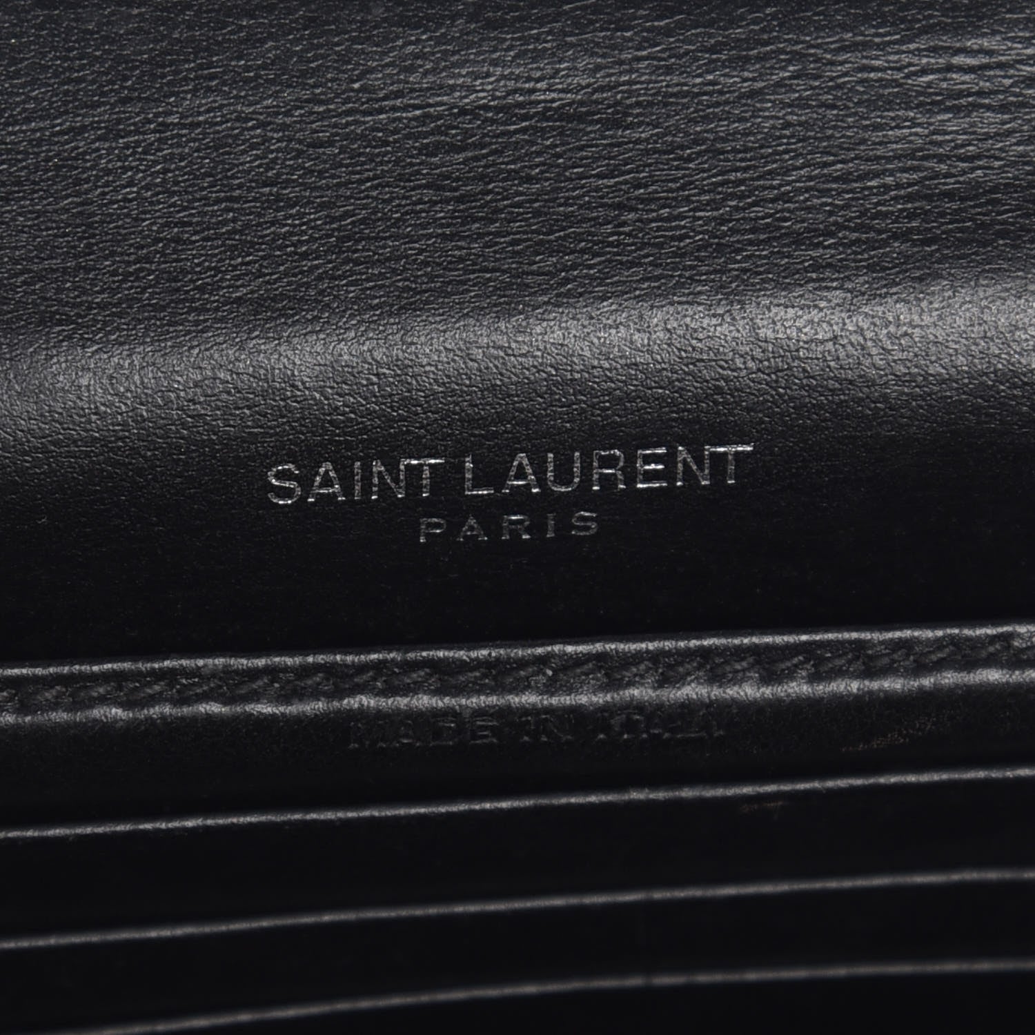 Saint Laurent Calfskin Crocodile Embossed Monogram Sunset Chain Wallet Black 8 of 12