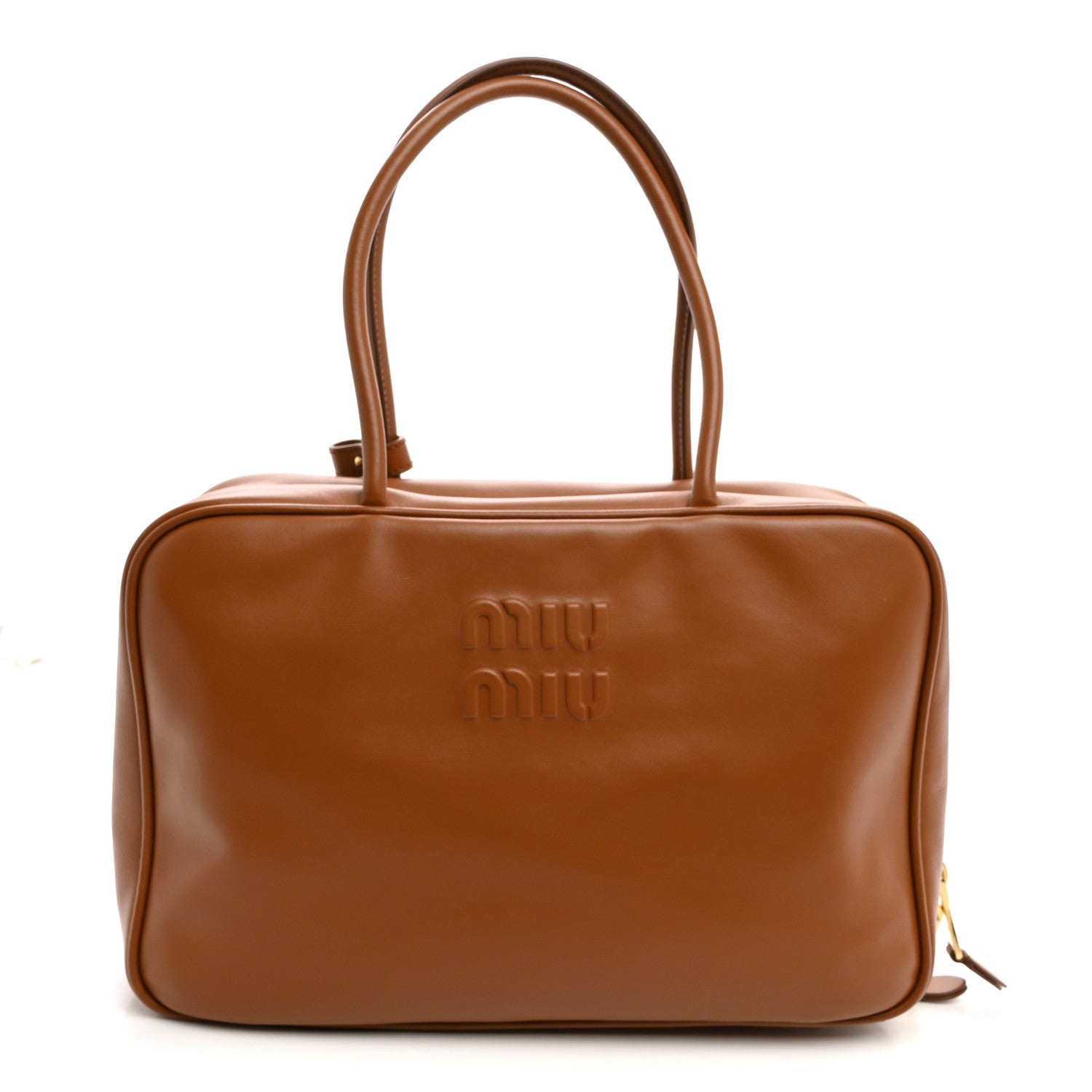 Miu Miu Soft Calf Softy Large Beau Top Handle Bag Cognac 1 of 9