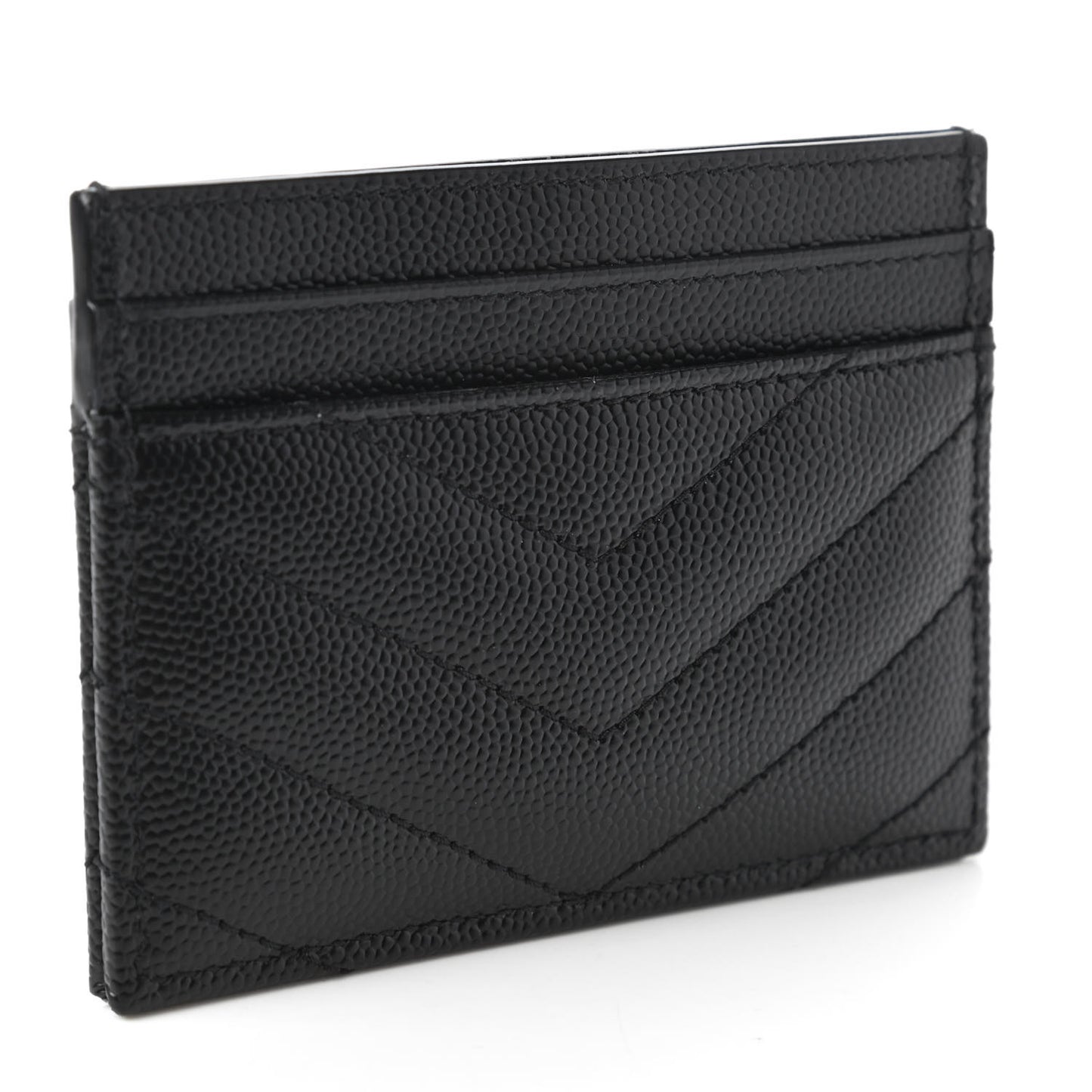 Grain De Poudre Matelasse Chevron Monogram Credit Card Case Black