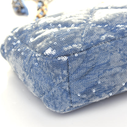 Chanel Sequin Quilted Medium Chanel 19 Flap Light Blue 10 of 13