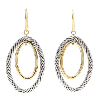 David Yurman Sterling Silver 18K Yellow Gold Mobile Oval Earrings 1 of 4