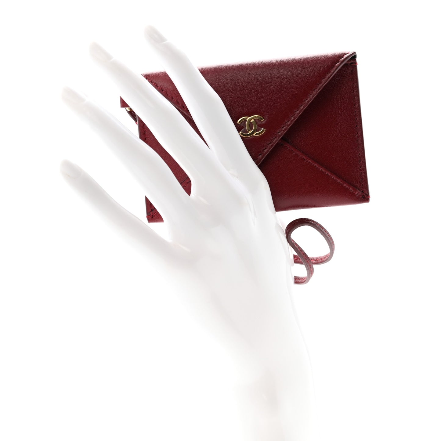 Lambskin Card Holder Bag Charm Burgundy