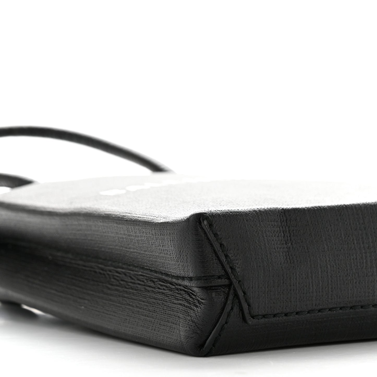 Squared Calfskin Logo Shopping Phone Holder Bag Black