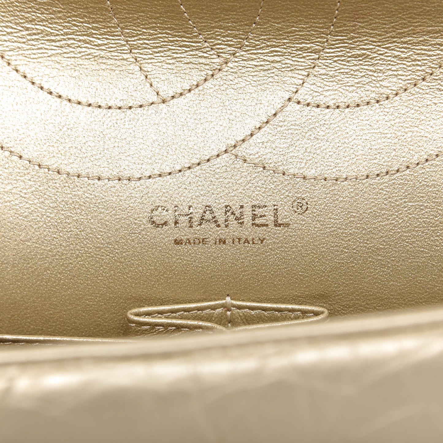 Metallic Aged Calfskin Quilted 2.55 Reissue Flap Light Gold