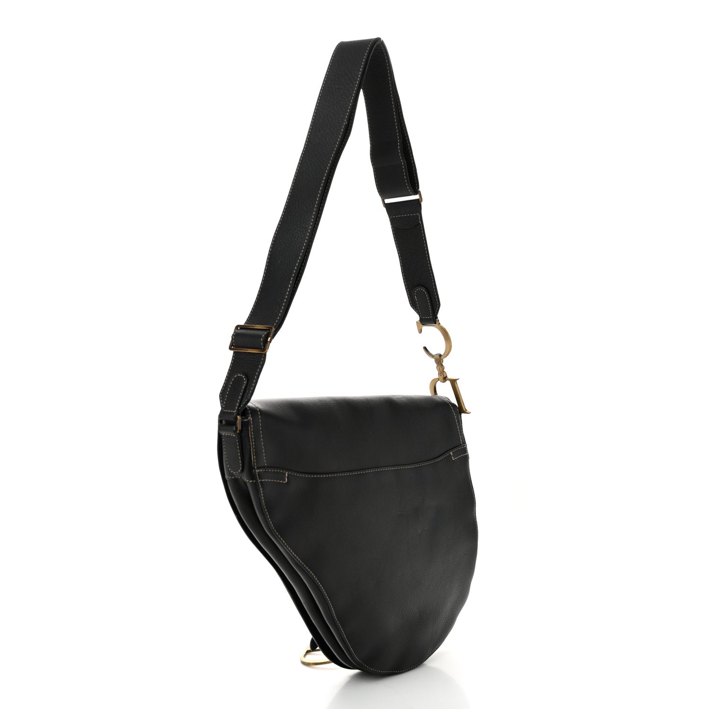 Calfskin Baudrier Saddle Bag Black