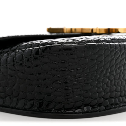 Saint Laurent Crocodile Embossed Calfskin Small Kaia Satchel Black 9 of 11