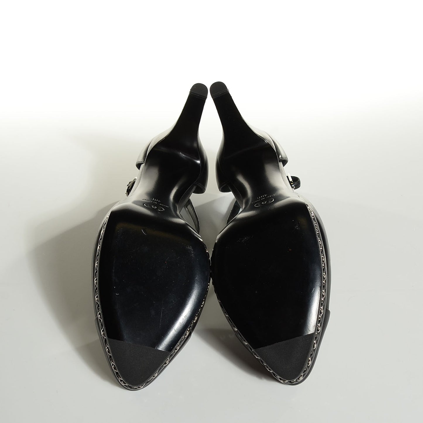 Lambskin Chain T Strap Platform Pumps 40 Black