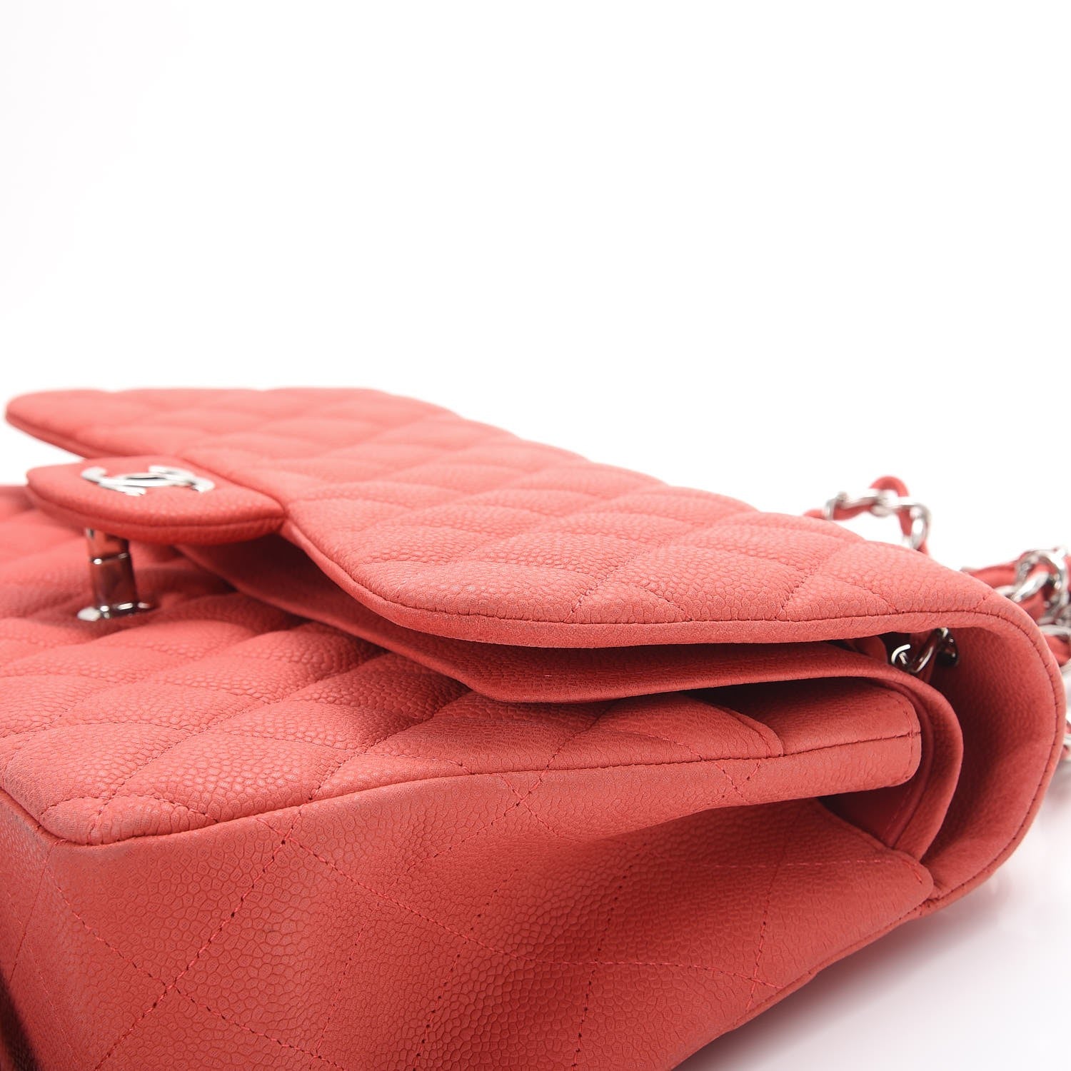 Chanel Iridescent Caviar Quilted Jumbo Double Flap Coral 14 of 15