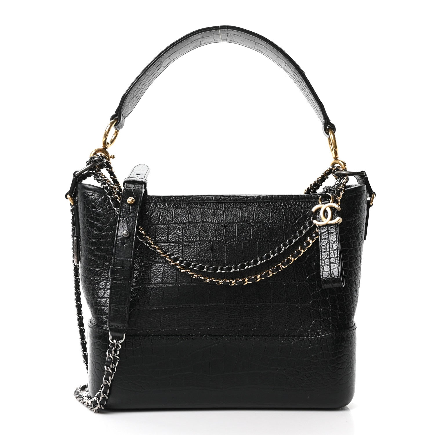 Chanel Crocodile Embossed Calfskin Medium Gabrielle Cocodile Hobo Black 1 of 10