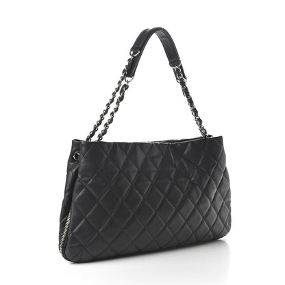 Chanel Caviar Quilted Expandable Zip Shoulder Bag Black 3 of 10