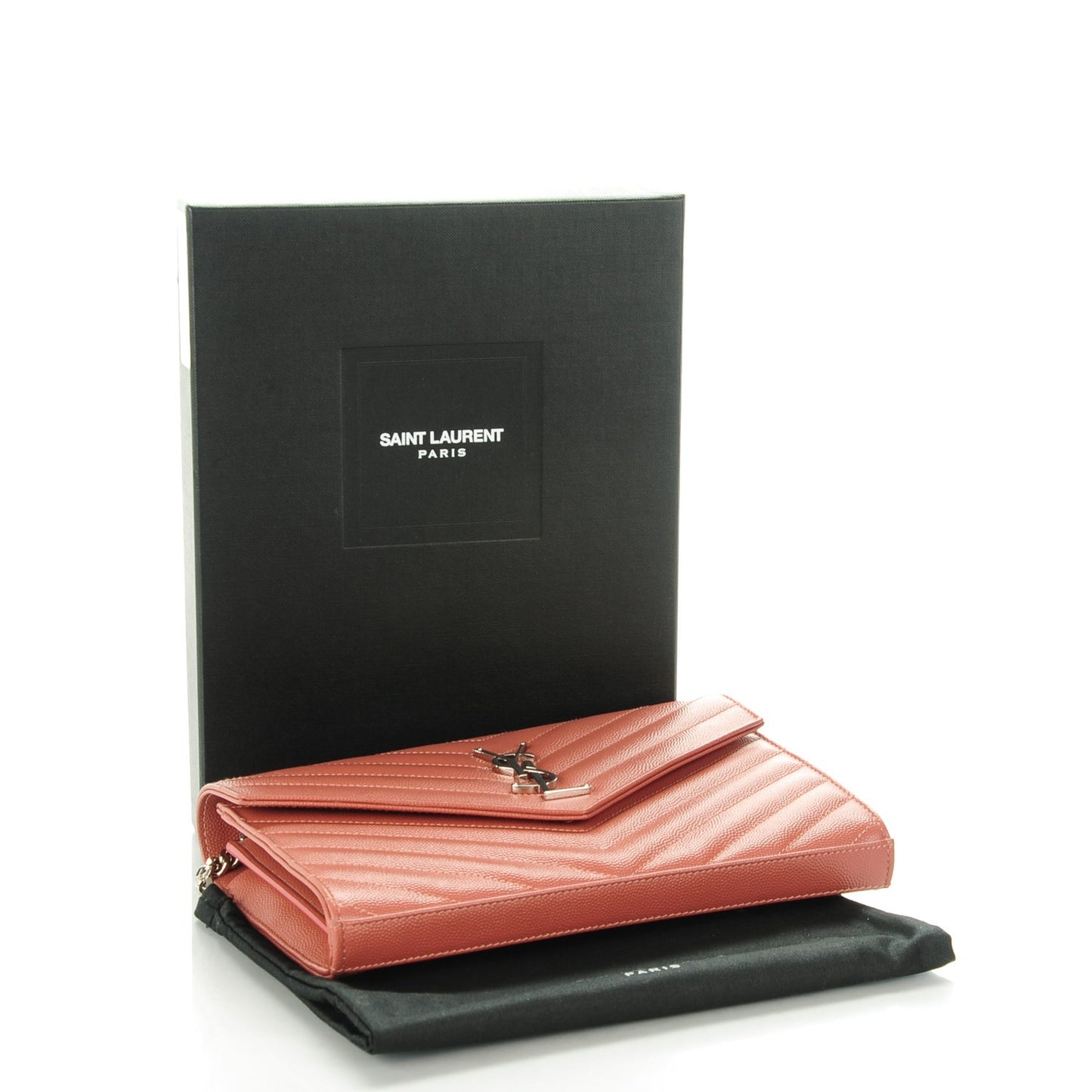 Grain De Poudre Matelasse Chevron Monogram Chain Wallet Blush Fonce