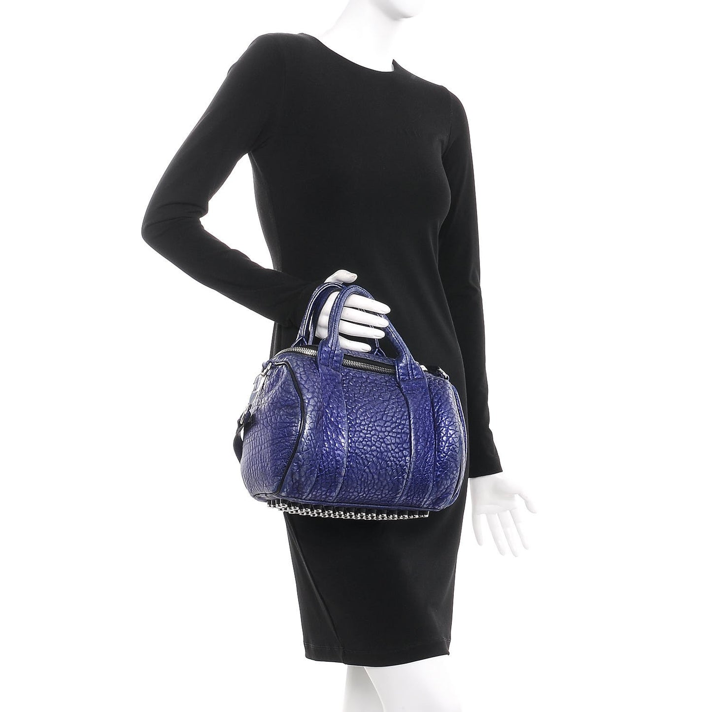 Metallic Pebbled Lambskin Rocco Nile With Silver Hardware