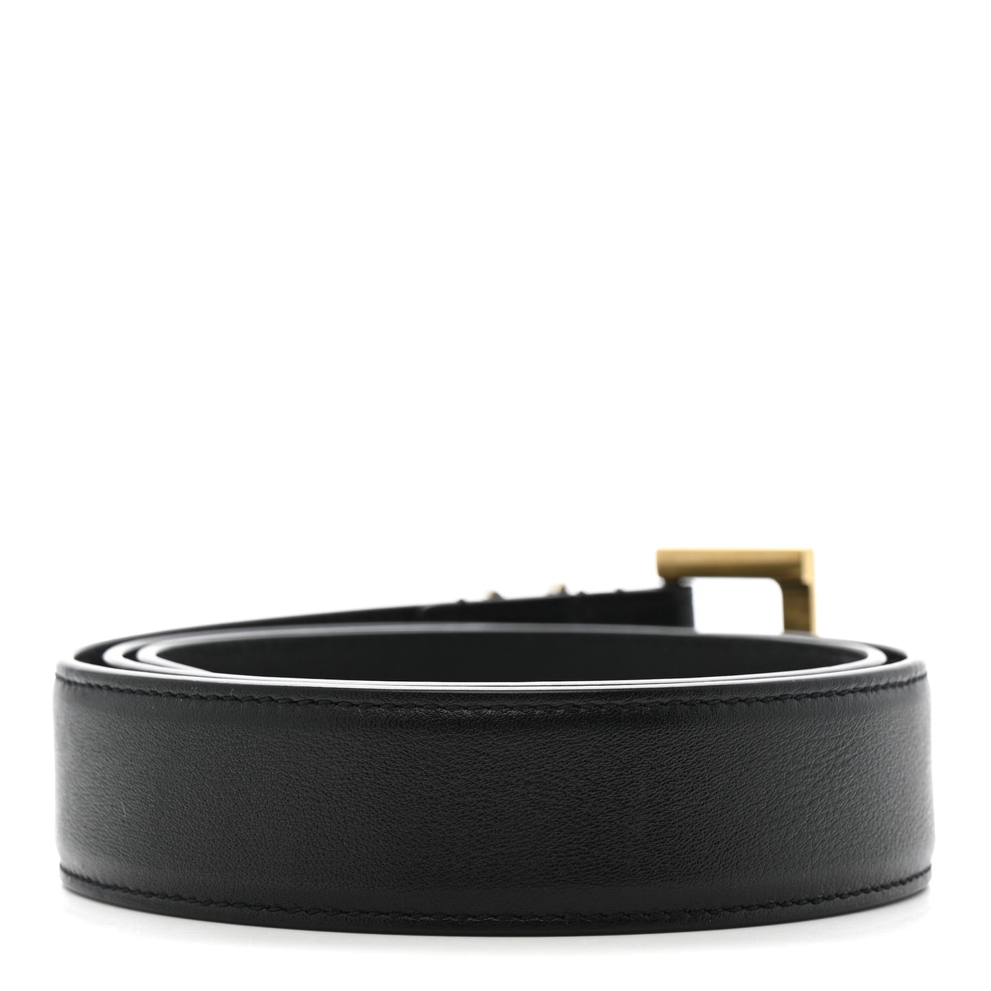 Smooth Calfskin Monogram Square Buckle Belt 75 30 Black
