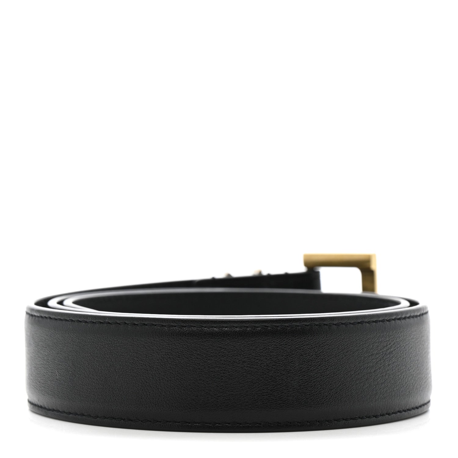 Saint Laurent Smooth Calfskin Monogram Square Buckle Belt 75 30 Black 2 of 6