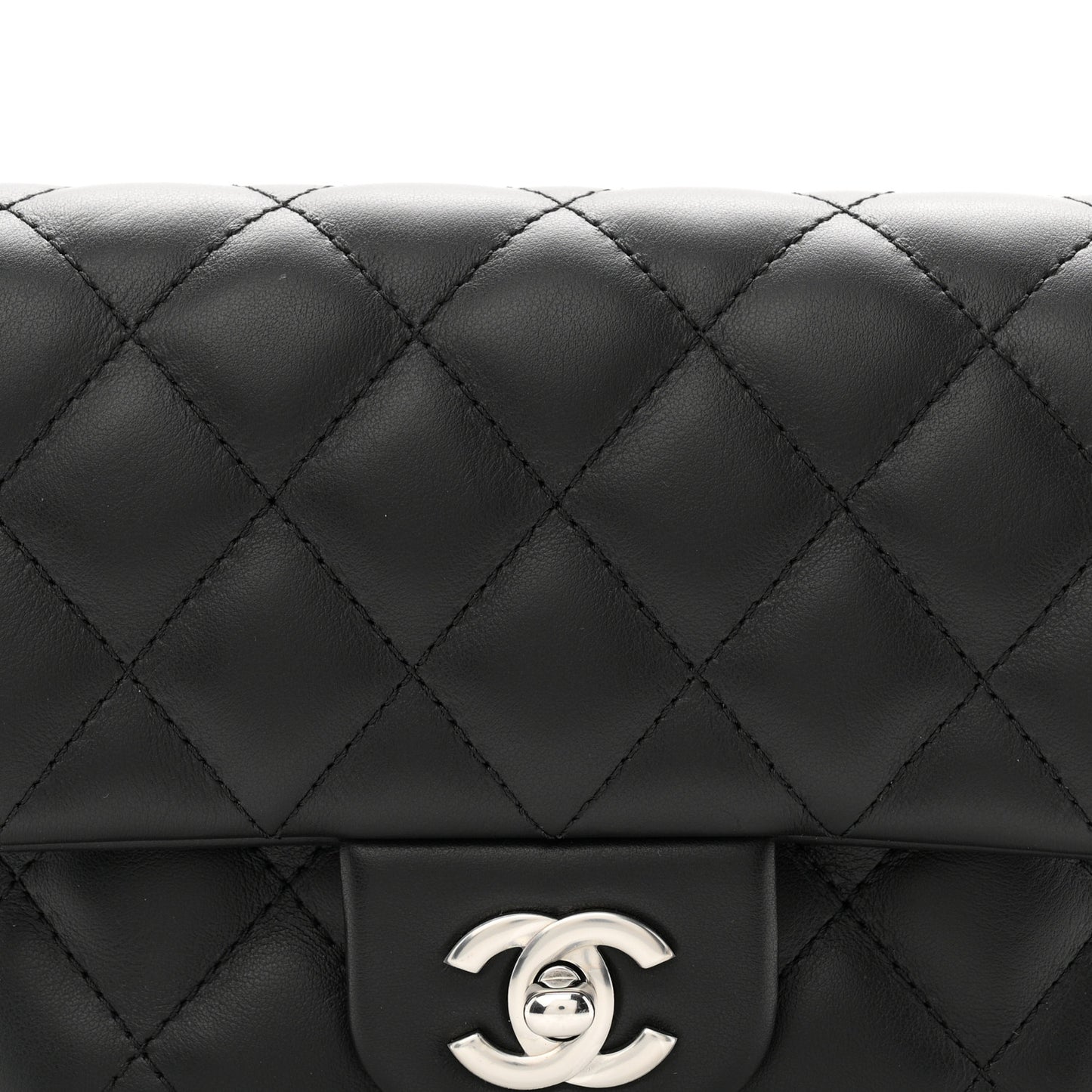 Calfskin Quilted CC Uniform Flap Belt Bag Black