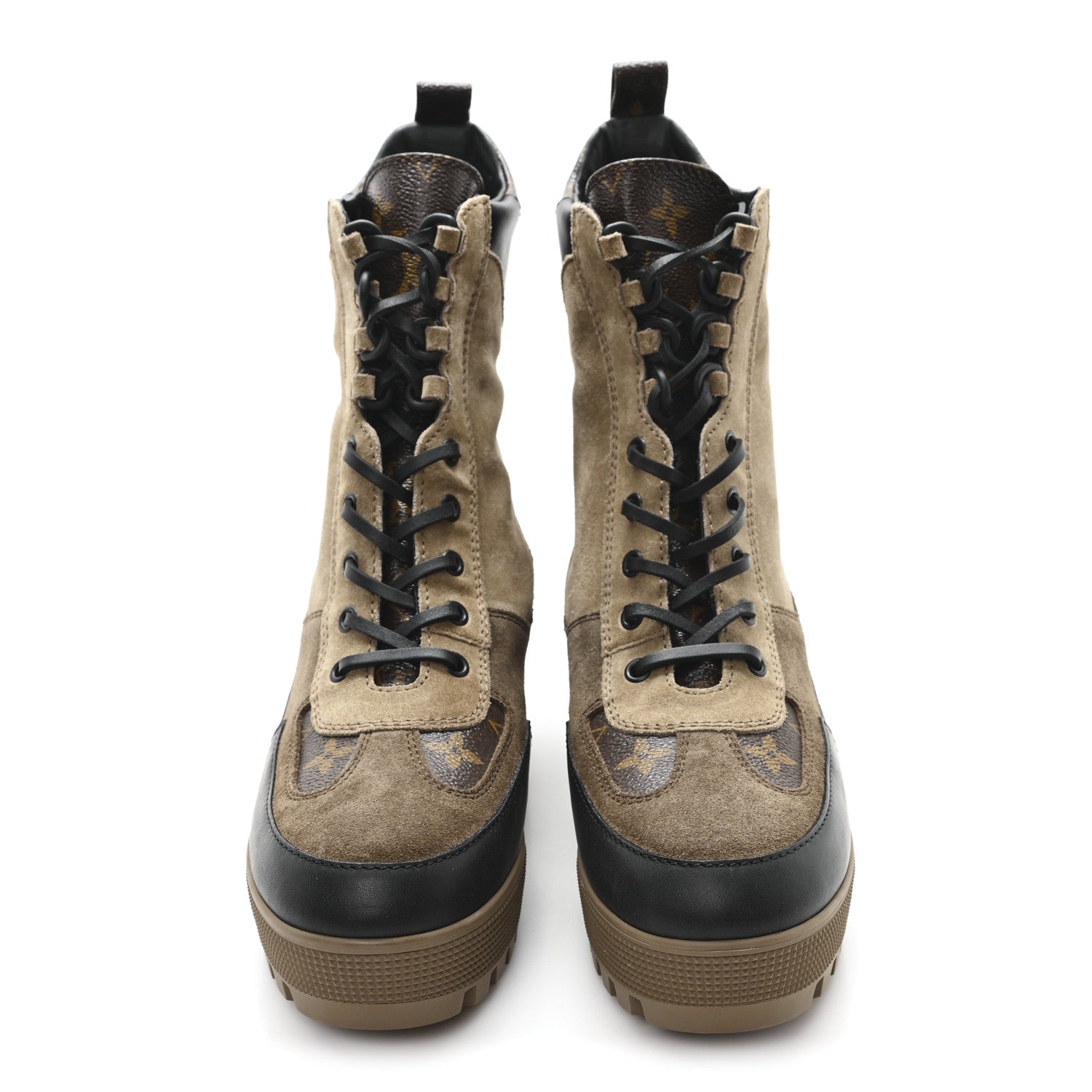 Louis Vuitton Suede Calfskin Monogram Laureate Platform Desert Boots 40 Taupe 2 of 9