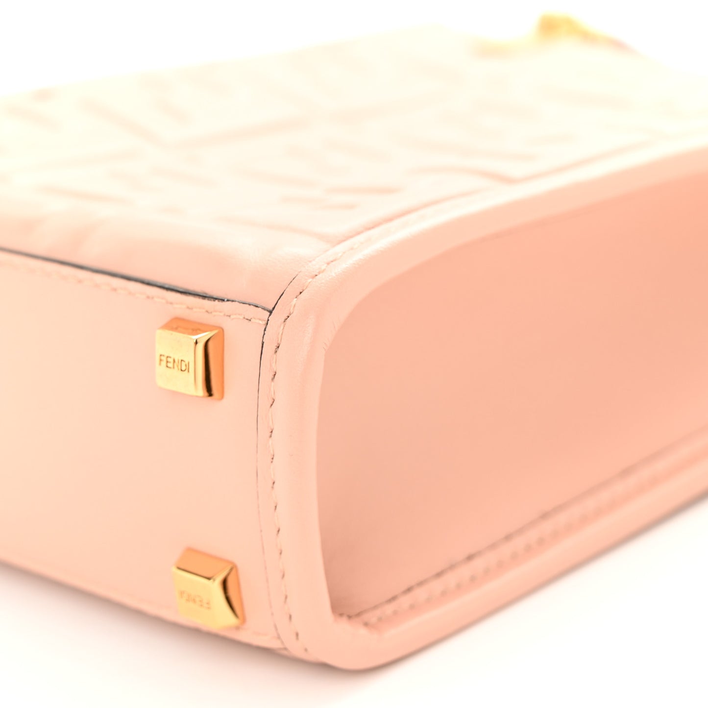 Vitello Plexiglass FF Embossed Mini Fendi Sunshine Shopper Tote Baby Pink