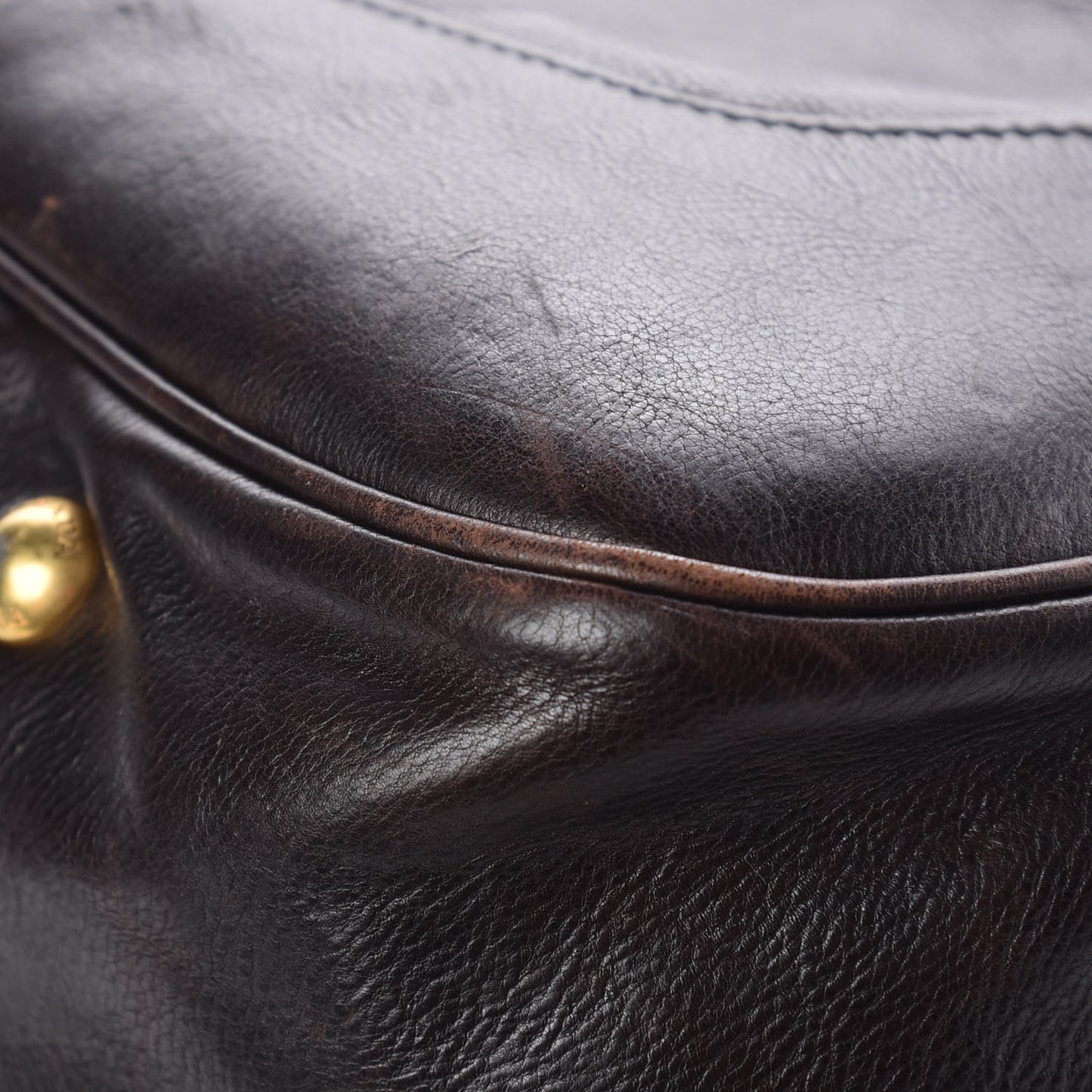 Glace Calfskin Side Pocket Tote Brown