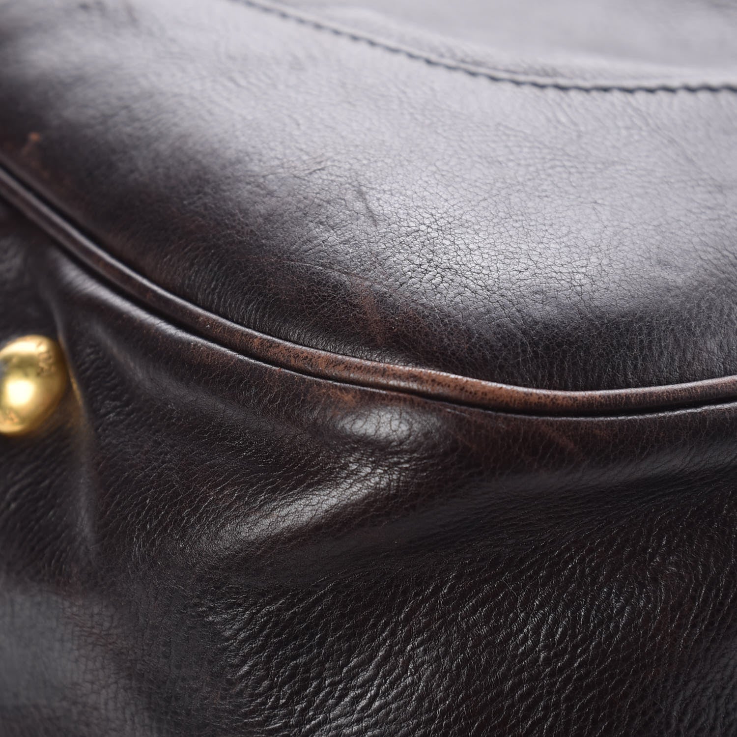Prada Glace Calfskin Side Pocket Tote Brown 10 of 10