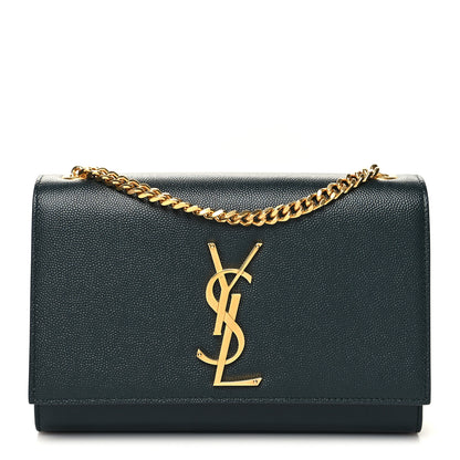 Saint Laurent Grain De Poudre Small Monogram Kate Satchel Teal Green 1 of 9