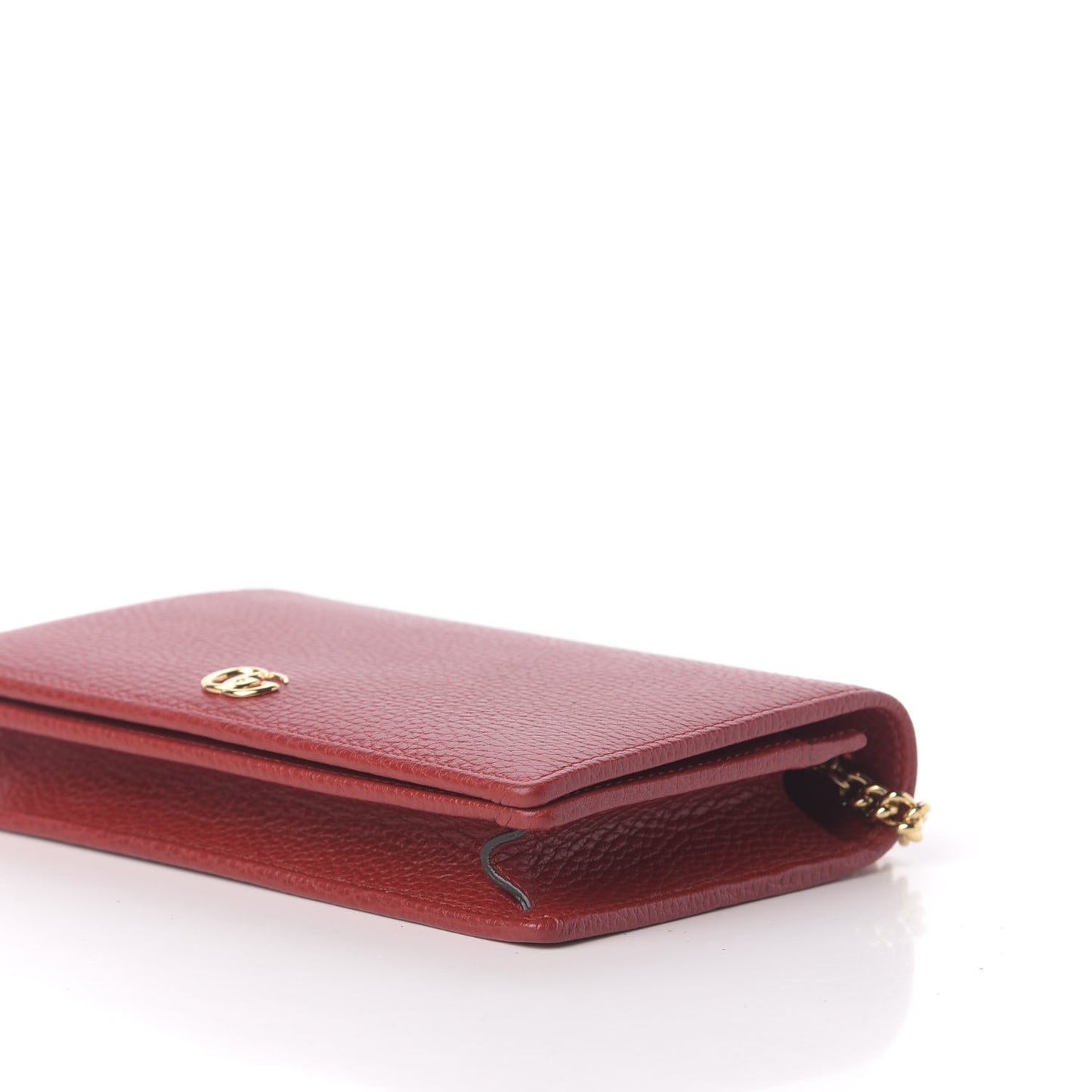 Dollar Calfskin Mini GG Marmont Chain Wallet Hibiscus Red