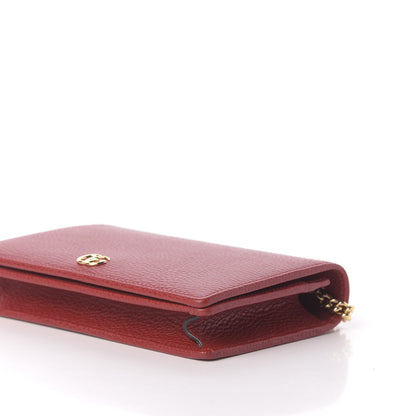 Gucci Dollar Calfskin Mini GG Marmont Chain Wallet Hibiscus Red 7 of 11
