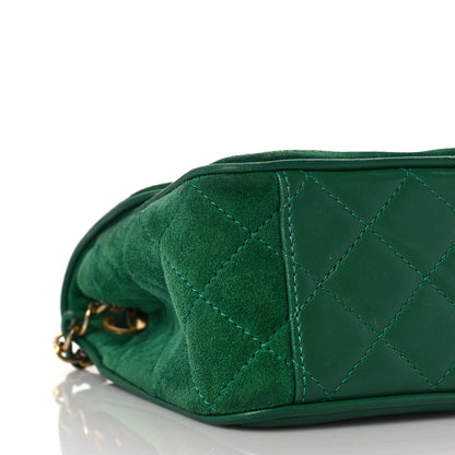 Chanel Suede Lambskin Scallop Quilted Small Pagoda Flap Green 8 of 9