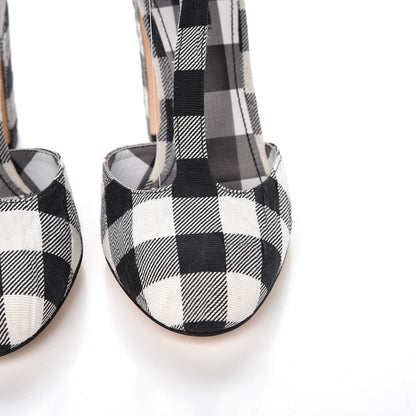 Dolce & Gabbana Gingham Brocade T Bar Pumps 37.5 Black White 12 of 13