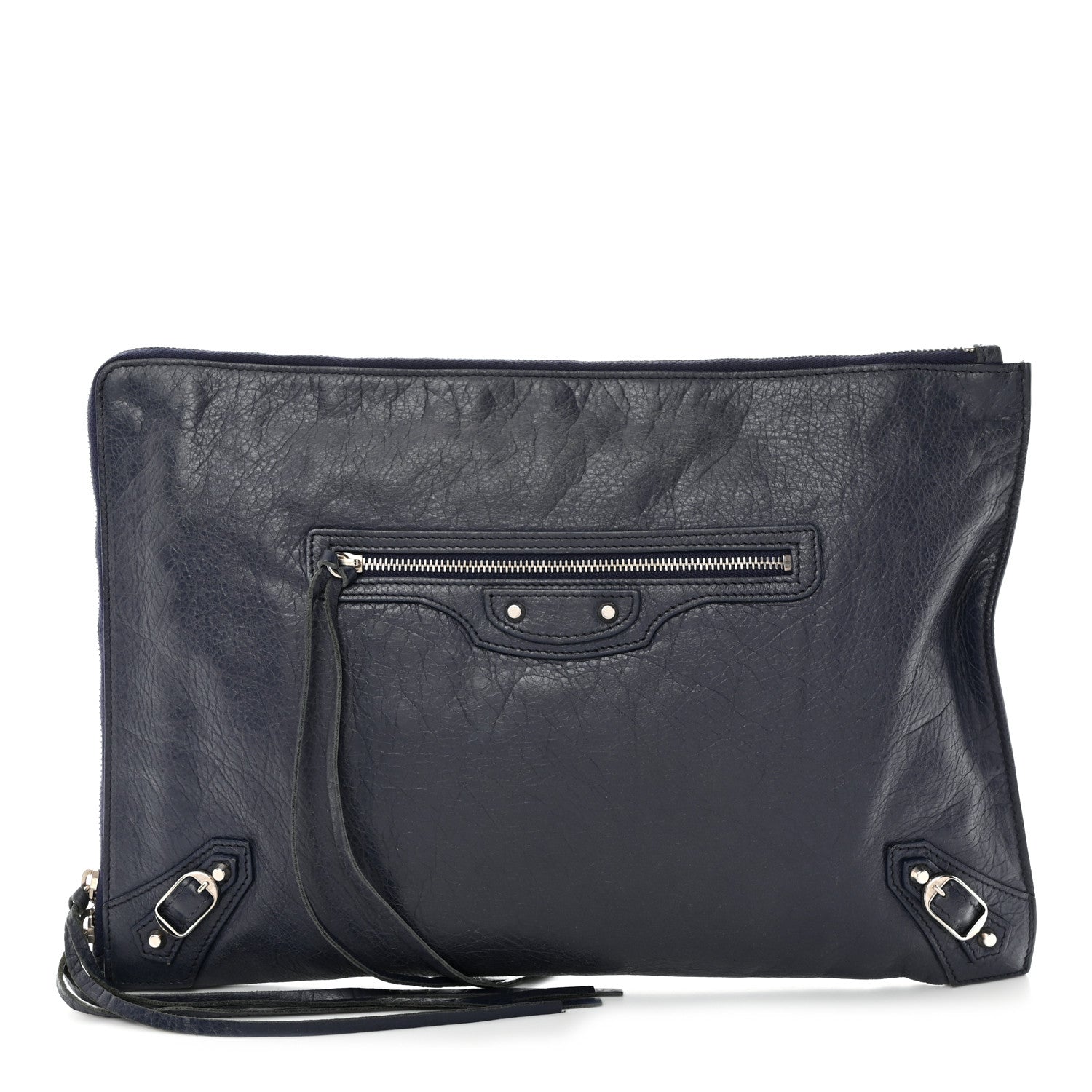 Balenciaga Agneau Classic Hardware Small Pouch Navy 1 of 10