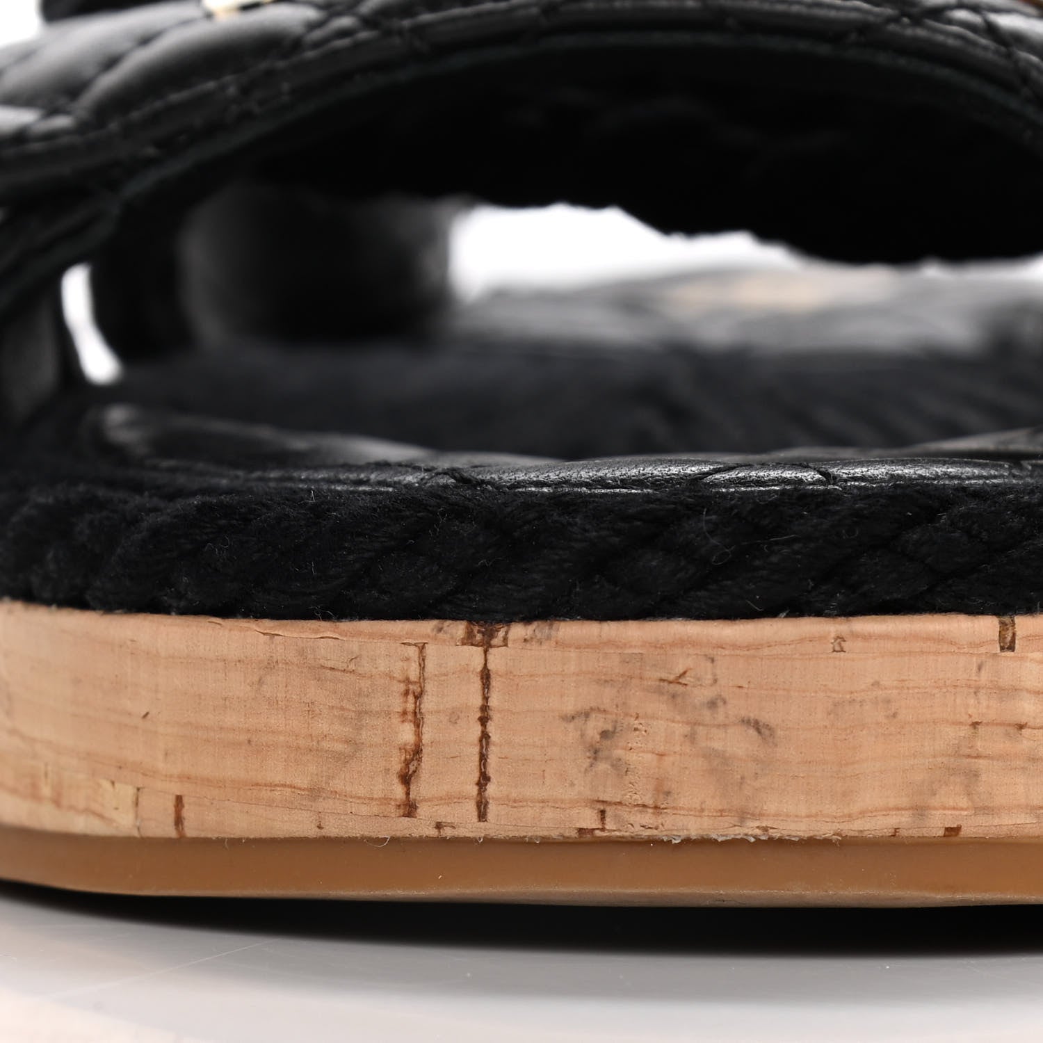 Chanel Cord Lambskin Quilted Logo Sandals 36 Black 12 of 16