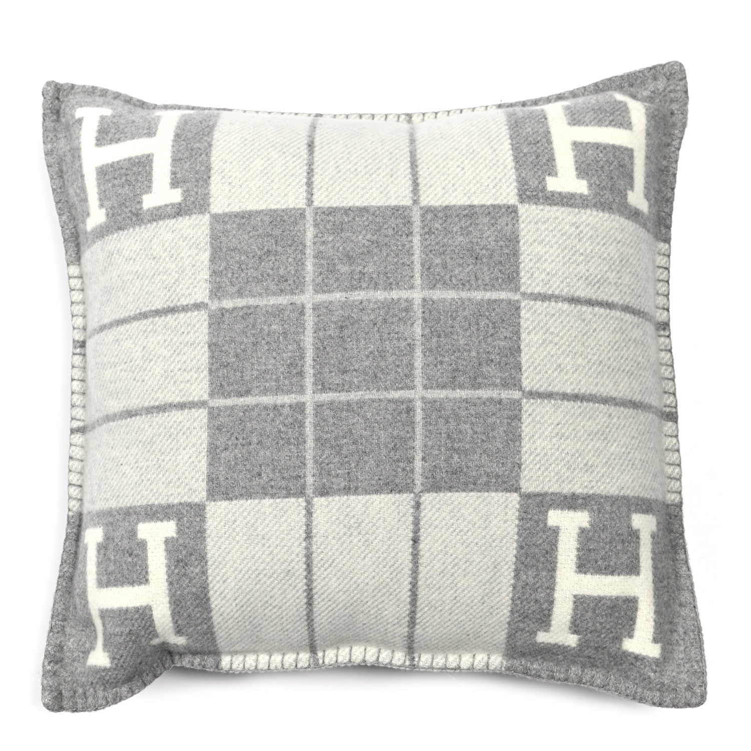 Hermes Wool Cashmere Avalon III Pillow PM Ecru Gris Clair 1 of 3