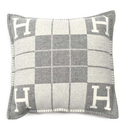 Hermes Wool Cashmere Avalon III Pillow PM Ecru Gris Clair 1 of 3