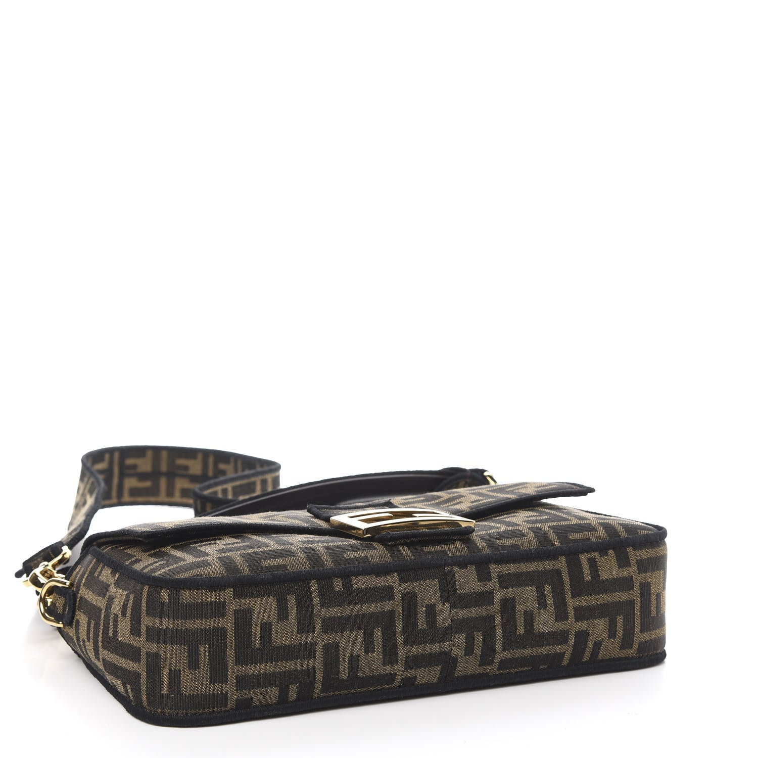 Fendi Fabric Jacquard FF 1974 Medium Baguette Tobacco Moro Black 5 of 11
