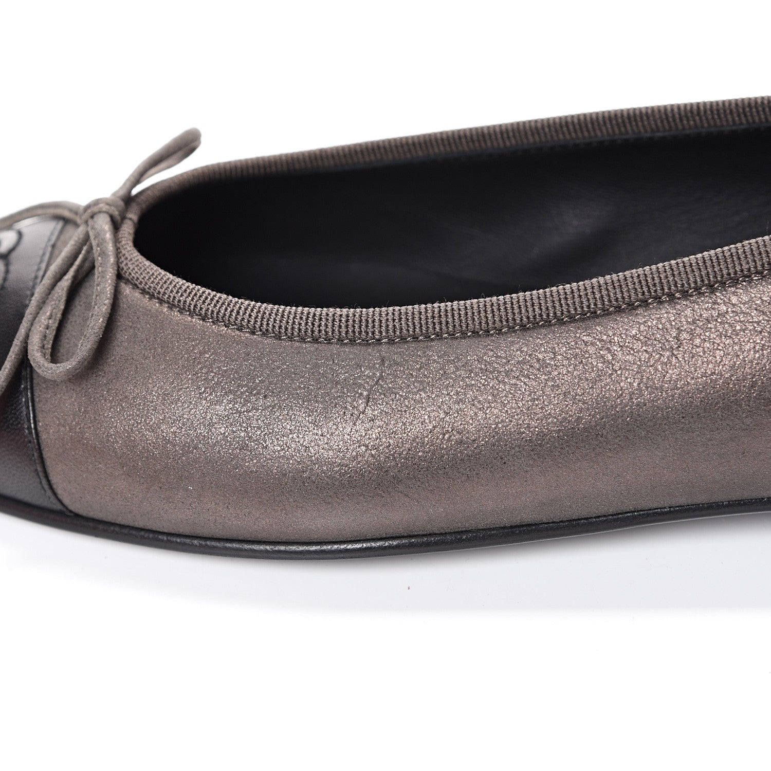 Chanel Metallic Lambskin Cap Toe CC Ballerina Flats 37 Brown Black 8 of 10