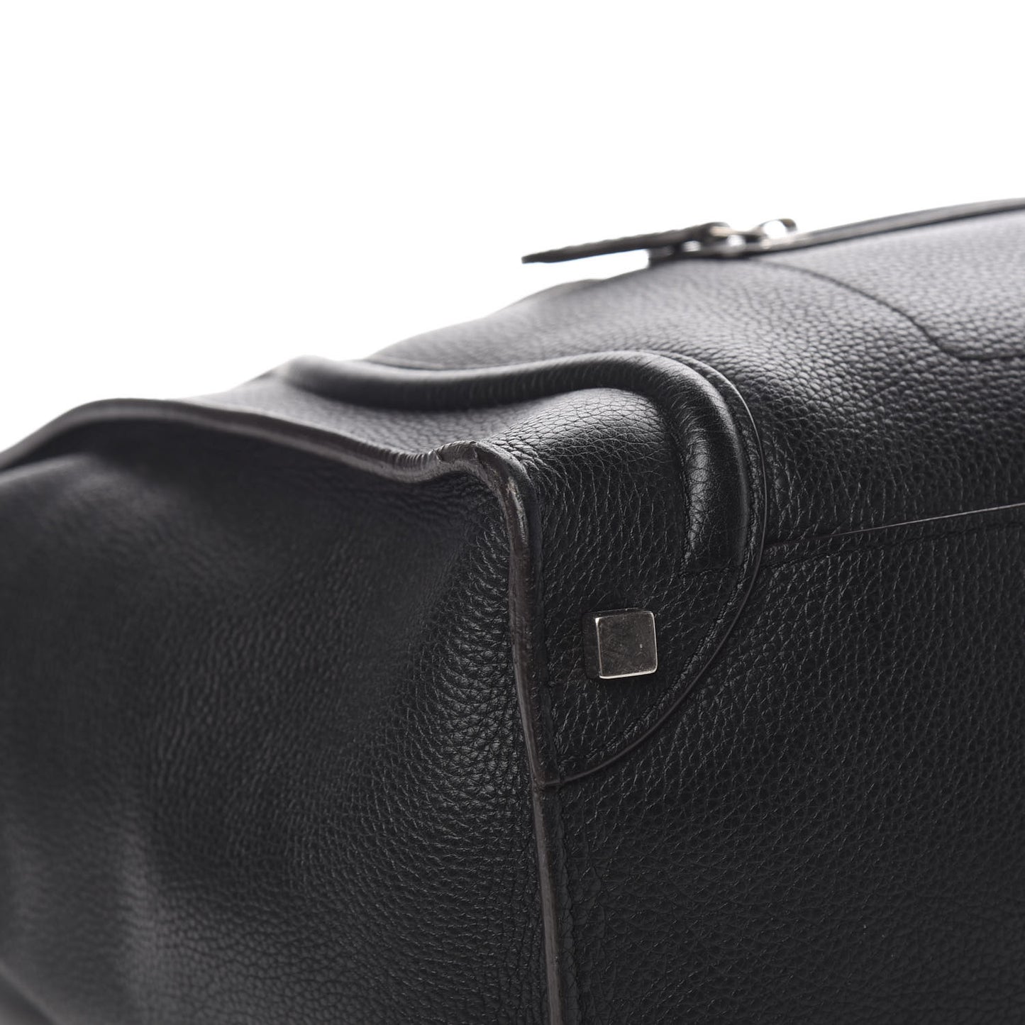 Drummed Calfskin Shoulder Luggage Black