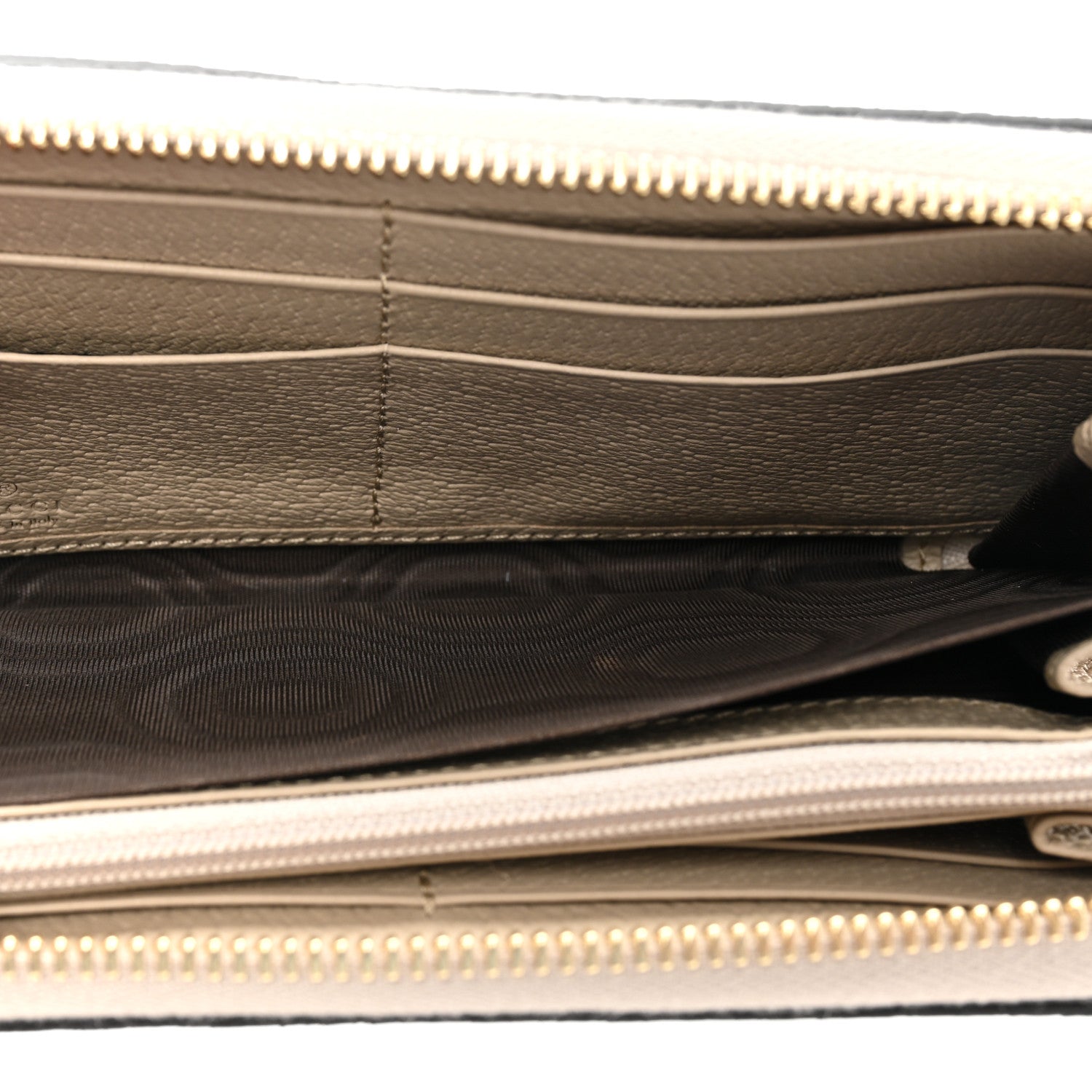 Gucci GG Supreme Monogram Textured Dollar Calfskin Web Ophidia Zip Around Wallet Beige Mystic White Oatmeal 5 of 14